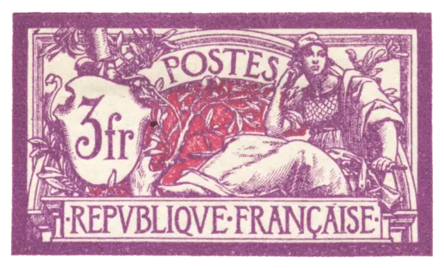 Allegorical figures in a wide two-colour frame; stamp issued by French Republic, 1900