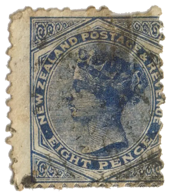 Queen Victoria in profile inside a lettered frame; stamp issued by New Zealand, 1882