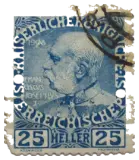 Austria, 1908 (25 heller, blue)