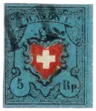 Switzerland, 1850 (Rayon I, 5 rappen, 1850)