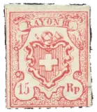 Switzerland, 1852 (Rayon III, 15 rappen)