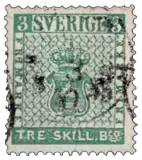 Sweden, 1855 (3 skilling banco, green)