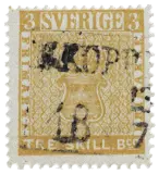 Sweden, 1855 (3 skilling banco, yellow)