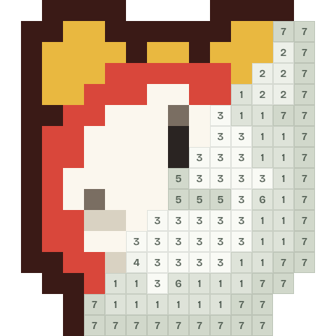 Alarm clock, partly coloured, with numbered squares still to fill
