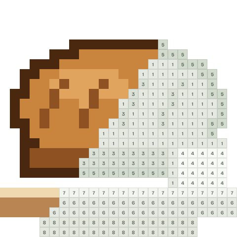 Fresh loaf, partly coloured, with numbered squares still to fill