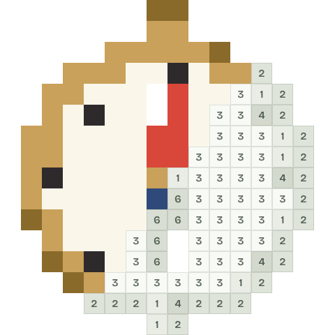 Pocket compass, partly coloured, with numbered squares still to fill