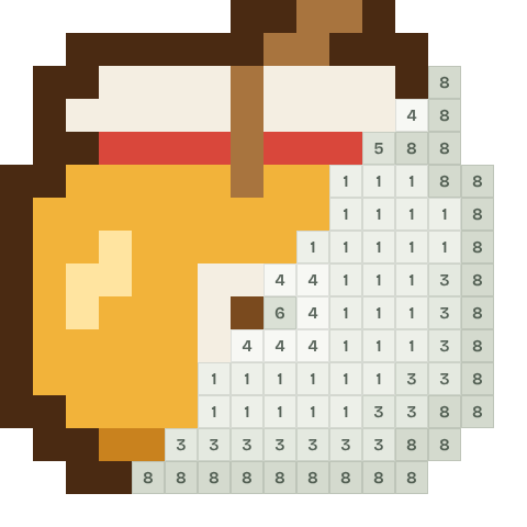 Pot of honey, partly coloured, with numbered squares still to fill