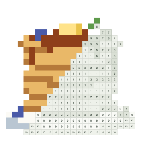 Pancake stack, partly coloured, with numbered squares still to fill