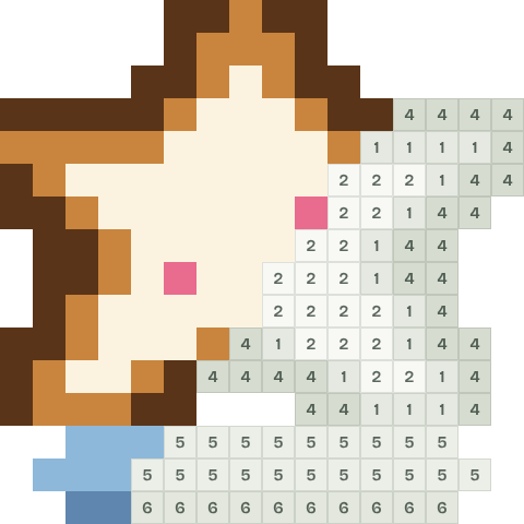 Star biscuit, partly coloured, with numbered squares still to fill