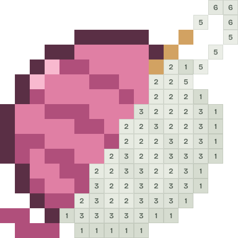 Ball of yarn, partly coloured, with numbered squares still to fill