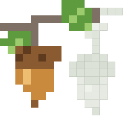 Two acorns, partly coloured