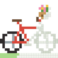 Red bicycle, partly coloured