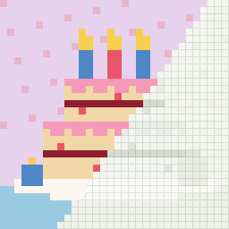 Birthday cake, partly coloured