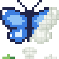 Blue butterfly, partly coloured