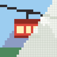 Cable car, partly coloured