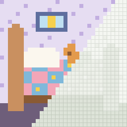 Cosy bed, partly coloured