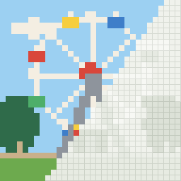 Big wheel, partly coloured