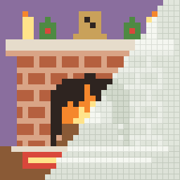Fireside, partly coloured