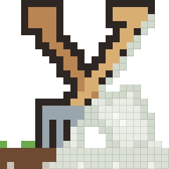 Spade and fork, partly coloured