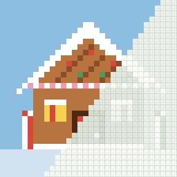 Gingerbread house, partly coloured