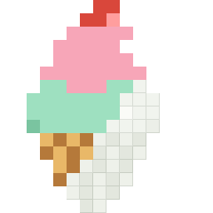 Seaside ice cream, partly coloured