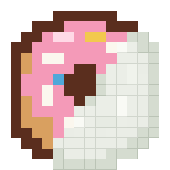 Iced doughnut, partly coloured