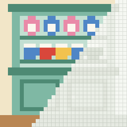 Kitchen dresser, partly coloured