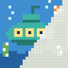 Little submarine, partly coloured