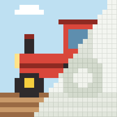 Little tractor, partly coloured