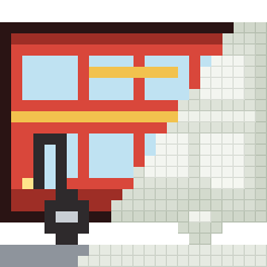 Double-decker bus, partly coloured