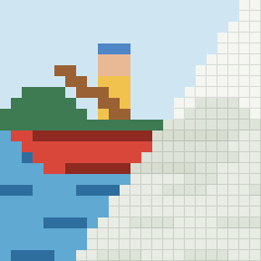 Red canoe, partly coloured