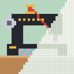 Sewing machine, partly coloured