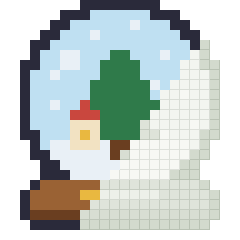 Snow globe, partly coloured