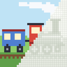 Little steam train, partly coloured