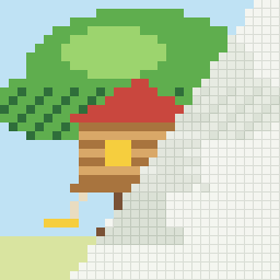 Treehouse, partly coloured