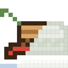 Wooden sledge, partly coloured