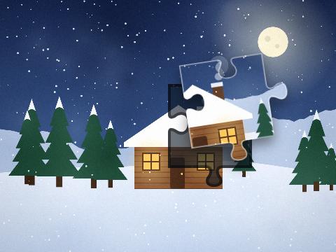 Snowy cabin, an original illustration